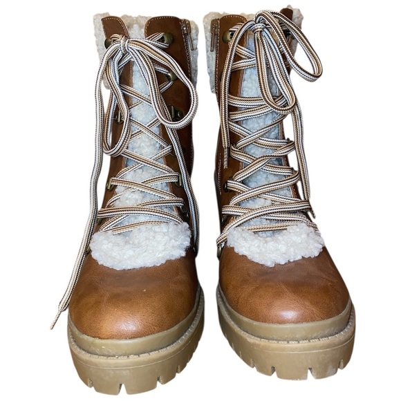 UNIVERSAL THREAD “Aubrie” Lug Hiking Utility Boots Brown Cognac Size 11M NWOT - Picture 5 of 14